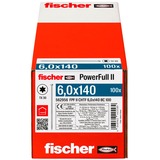 fischer Holzbauschraube PowerFull II 6,0x140 ZK TX VG 100 Stück, Vollgewinde, verzinkt