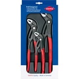 KNIPEX Cobra Zangen-Set 00 20 09 V02, 3-teilig rot, gezahnte Griffflächen, integrierter Klemmschutz