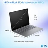 HP OmniBook Ultra 14-fd0094ng, Notebook silber, Windows 11 Home 64-Bit, 35.6 cm (14 Zoll), 1 TB SSD