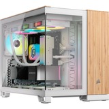 Corsair 2500X, Tower-Gehäuse weiß/holz, Tempered Glass x 2