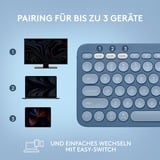 Logitech K380 Multi-Device für Mac, Tastatur blau, DE-Layout, Bluetooth, kompatibel mit macOS/iOS/iPadOS