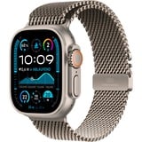 Apple Watch Ultra 2, Smartwatch grau, 49 mm, Milanaise Armband Titan natur, Titangehäuse, Cellular