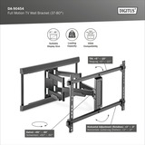 Digitus Full Motion TV-Wandhalterung 37" - 80" schwarz (matt), Tragkraft 60 kg, Kabelmanagement