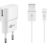 goobay Apple Lightning Ladeset 5 Watt, Ladegerät weiß, 1 Meter Kabel