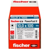 fischer Holzbauschraube PowerFast II 10,0x100 Senkkopf TX 50 Stück, Teilgewinde, verzinkt