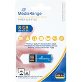 MediaRange USB Nano 8 GB, USB-Stick blau, USB-A 2.0, mit Büroklammer-Funktion