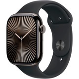 Apple Watch Series 10, Smartwatch schiefer, Titangehäuse, 46 mm, Sportarmband schwarz S/M, Cellular