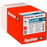 fischer Holzbauschraube PowerFull II 6,0x100 ZK TX VG 100 Stück, Vollgewinde, verzinkt