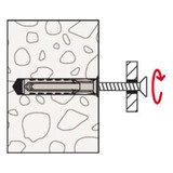 fischer Dübel SX Plus 6x30 RH N K hellgrau, 4 Stück, mit weiß beschichtetem Holzschraubhaken