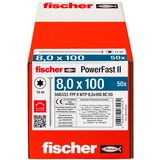 fischer Holzbauschraube PowerFast II 8,0x100 Tellerkopf TX 50 Stück, Teilgewinde, verzinkt