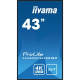 iiyama ProLite LH4341UHS-B2, Public Display schwarz (glänzend), UltraHD/4K, IPS, Mediaplayer