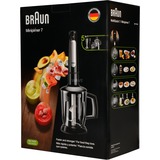 Braun MultiQuick 7 Stabmixer MQ 7045X schwarz/edelstahl, 1.000 Watt, mit Eis-Crusher, Zerkleinerer, Schneebesen