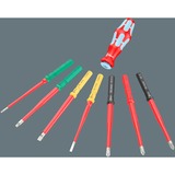 Wera Kraftform Kompakt VDE Stainless 17 extra slim 1 Tool Finder, 17-teilig, Schraubendreher rot/blau, inkl. 2 Steckgriffe, VDE-Wechselklingen