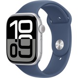 Apple Watch Series 10, Smartwatch silber, Aluminium, 46 mm, Sportarmband Denim M/L, Cellular