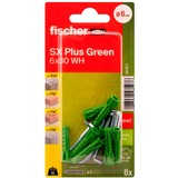 fischer Dübel SX Plus Green 6x30 WH K grün, 8 Stück, mit Winkelhaken