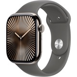 Apple Watch Series 10, Smartwatch schiefer, Titangehäuse, 46 mm, Sportarmband steingrau M/L, Cellular