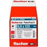 fischer Holzbauschraube PowerFast II 8,0x120 Tellerkopf TX 50 Stück, Teilgewinde, verzinkt