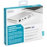 Digitus Universal Docking Station, Dockingstation silber, USB-C, HDMI, VGA, Gigabit LAN