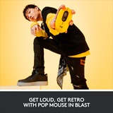 Logitech POP Blast, Maus gelb/schwarz, mit Emoji-Taste