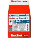 fischer Holzbauschraube PowerFull II 8,0x140 Senkkopf TX VG 50 Stück, Vollgewinde, verzinkt