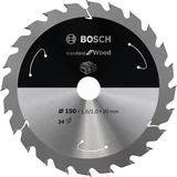 Bosch Kreissägeblatt Standard for Wood, Ø 150mm, 24Z Bohrung 20mm, für Akku-Handkreissägen