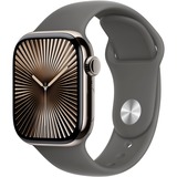 Apple Watch Series 10, Smartwatch Titan Natur, Titangehäuse, 42 mm, Sportarmband steingrau S/M, Cellular