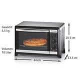 Rommelsbacher Kleinbackofen mit Umluft BG 1055/E, Mini-Backofen silber/schwarz, Retail