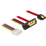 DeLOCK Adapterkabel SATA 7Pin + 5,25"-4Pin > SATA 22Pin schwarz/rot, 30cm, 22Pin-Stecker abgewinkelt