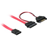 DeLOCK Adapterkabel Slim SATA 13-Pin > 7-Pin + 15 Pin rot, 50cm