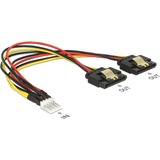 DeLOCK Floppy Stecker > 2x SATA 15Pin Buchse, Y-Kabel schwarz/rot, 20cm