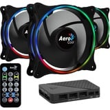 Aerocool Eclipse 12 Pro 120x120x25, Gehäuselüfter schwarz, 3er Pack inkl. H66F Control Hub, Fernbedienung, 120 mm