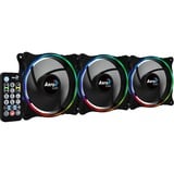 Aerocool Eclipse 12 Pro 120x120x25, Gehäuselüfter schwarz, 3er Pack inkl. H66F Control Hub, Fernbedienung, 120 mm