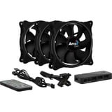 Aerocool Eclipse 12 Pro 120x120x25, Gehäuselüfter schwarz, 3er Pack inkl. H66F Control Hub, Fernbedienung, 120 mm