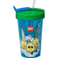 Room Copenhagen LEGO Becher mit Strohhalm Iconic Boy Bright Blue blau/grün, 500ml