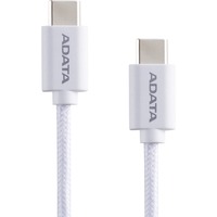 ADATA USB 2.0 Kabel, USB-C Stecker > USB-C Stecker weiß, 1 Meter, PD 3.0, QC 3.0, Laden mit bis zu 100 Watt