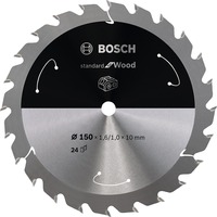 Bosch Kreissägeblatt Standard for Wood, Ø 150mm, 24Z Bohrung 10mm, für Akku-Handkreissägen