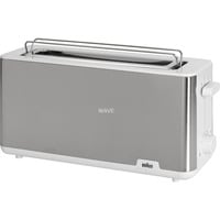 Braun Langschlitz-Toaster PurShine HT 1610 WH edelstahl/weiß, 1.030 Watt, für 2 Scheiben Toast
