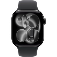 Apple Watch Series 11, Smartwatch schwarz (glänzend), Aluminium, 42 mm, Sportarmband schwarz M/L, Cellular