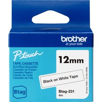 Brother Schriftband Btag-231 12mm, schwarz auf weiß, nicht laminiert