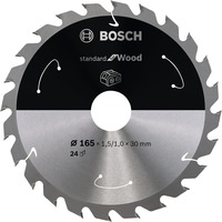 Bosch Kreissägeblatt Standard for Wood, Ø 165mm, 24Z Bohrung 30mm, für Akku-Handkreissägen