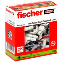 fischer EasyHook Loop DuoPower 6x30, Dübel weiß, 25 Stück, mit EasyHook Öse