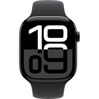 Apple Watch Series 10, Smartwatch schwarz (glänzend), Aluminium, 46 mm, Sportarmband schwarz S/M, Cellular