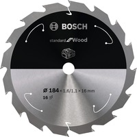 Bosch Kreissägeblatt Standard for Wood, Ø 184mm, 16Z Bohrung 16mm, für Akku-Handkreissägen