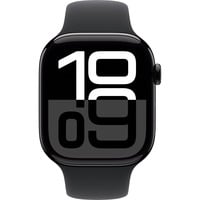 Apple Watch Series 10, Smartwatch schwarz (glänzend), Aluminium, 46 mm, Sportarmband schwarz M/L, Cellular