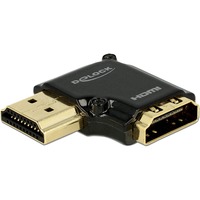 DeLOCK HDMI-A Stecker > HDMI-A Buchse 4K, Kabel schwarz, 90° abgewinkelt nach links